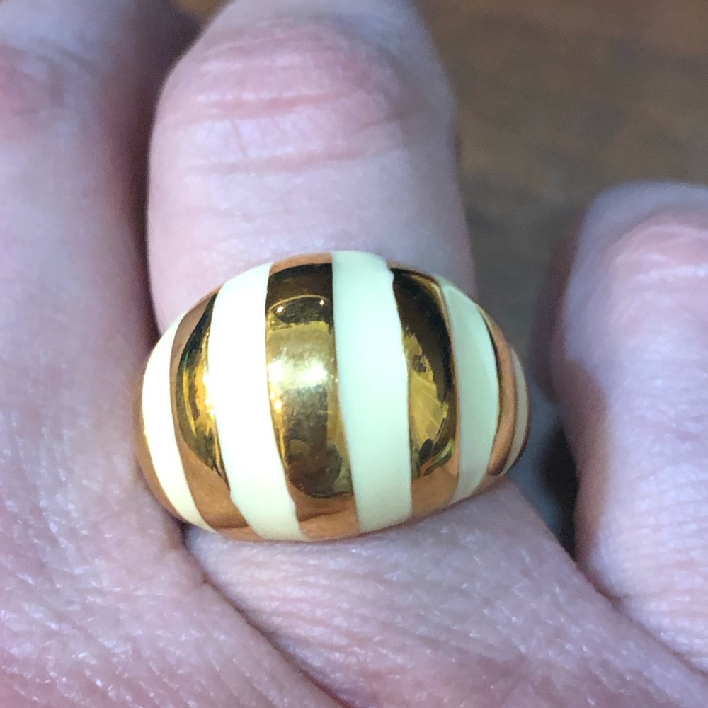J.Crew ivory enamel and gold plated cocktail ring.